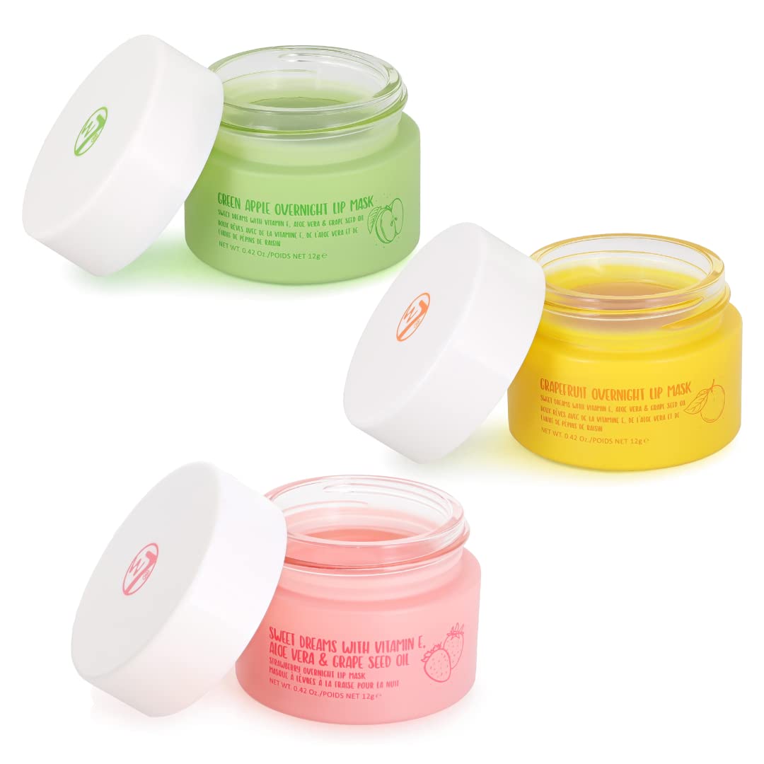 W7 Sweet Dreams Lip Scrub & Overnight Lip Mask Duo - 2 Piece Gift Set - Strawberry Flavour - Exfoliate, Condition, Soothe & Hydrate