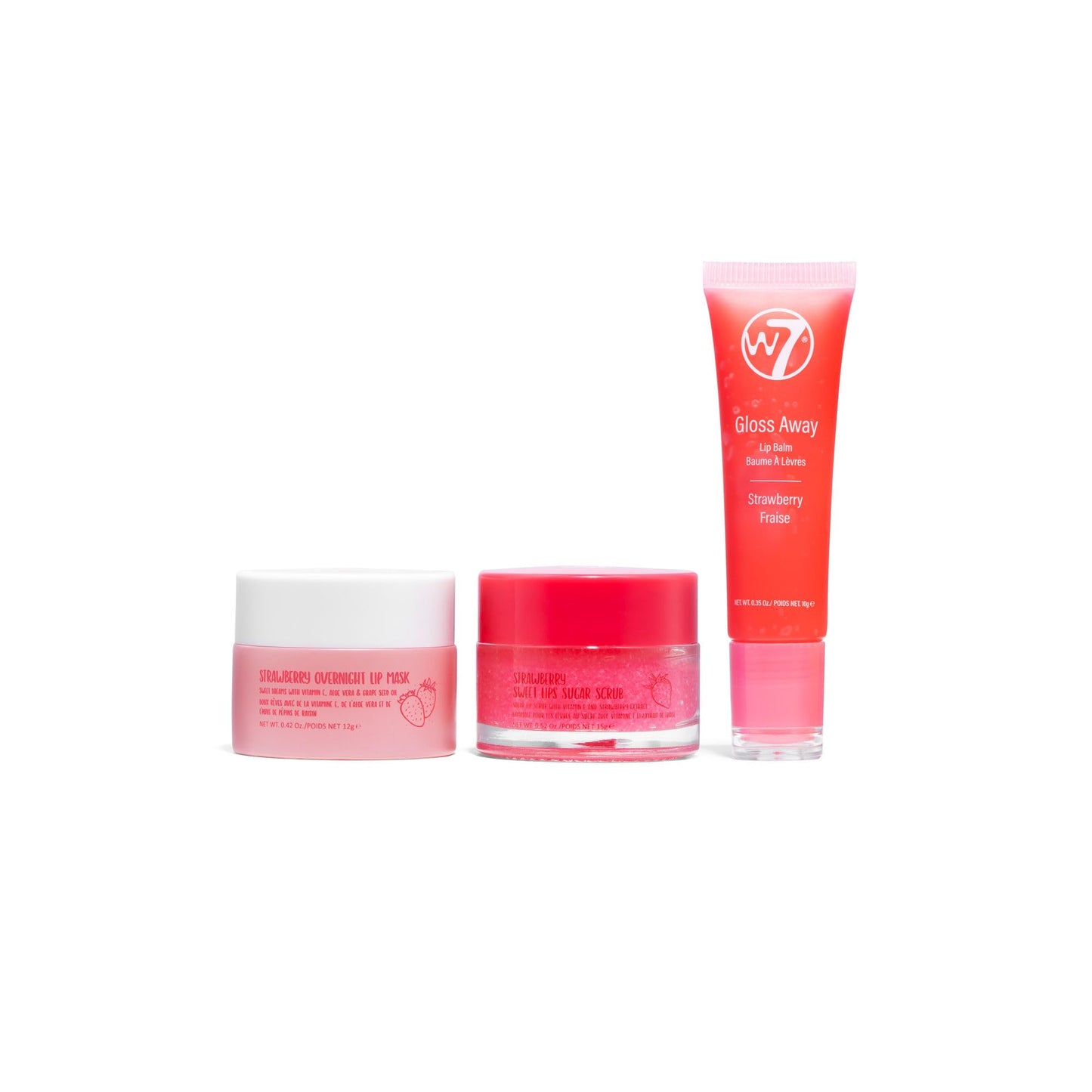 W7 Sweet Dreams Lip Scrub & Overnight Lip Mask Duo - 2 Piece Gift Set - Strawberry Flavour - Exfoliate, Condition, Soothe & Hydrate