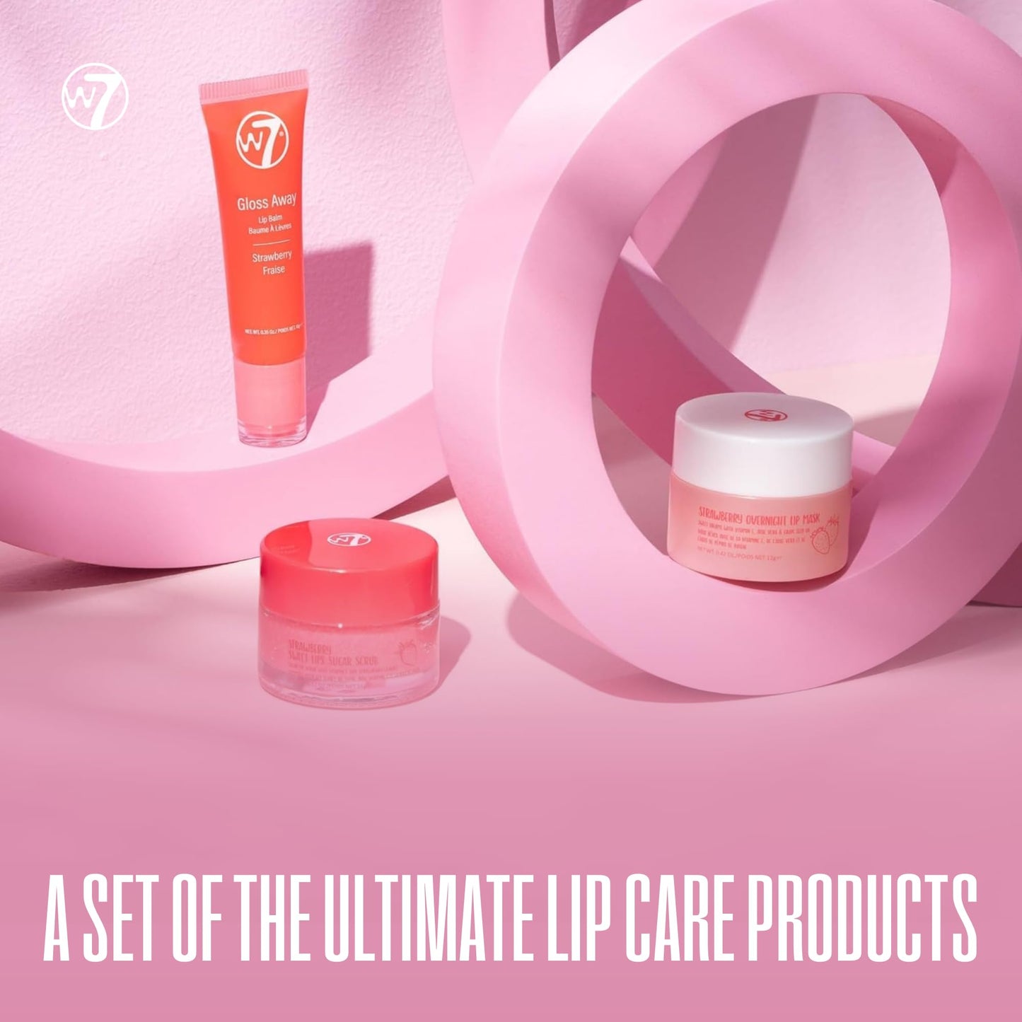 W7 Sweet Dreams Lip Scrub & Overnight Lip Mask Duo - 2 Piece Gift Set - Strawberry Flavour - Exfoliate, Condition, Soothe & Hydrate