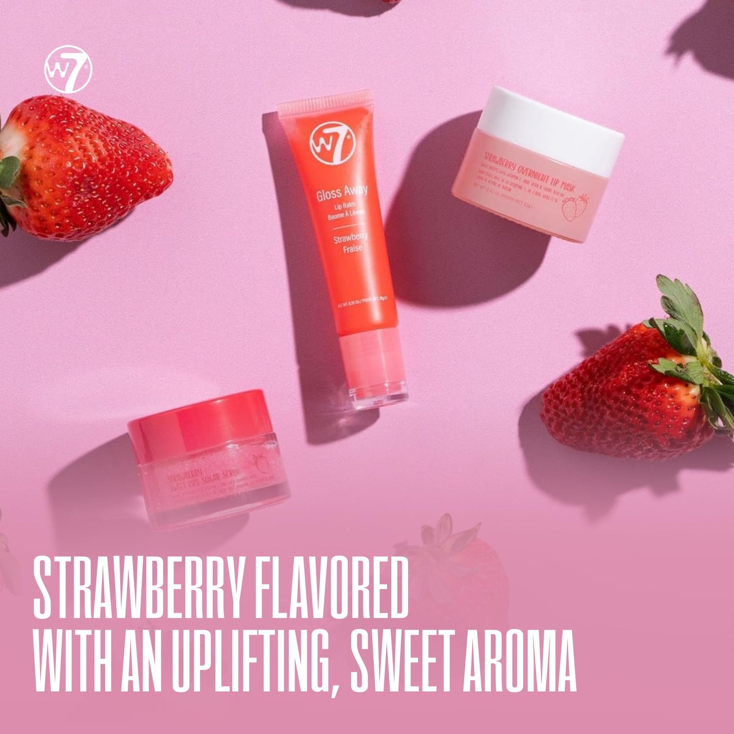 W7 Sweet Dreams Lip Scrub & Overnight Lip Mask Duo - 2 Piece Gift Set - Strawberry Flavour - Exfoliate, Condition, Soothe & Hydrate