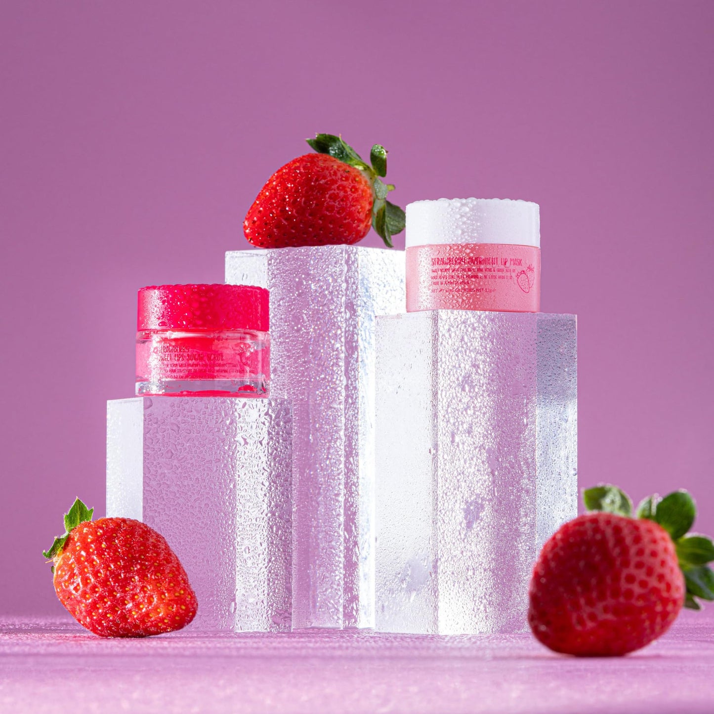 W7 Sweet Dreams Lip Scrub & Overnight Lip Mask Duo - 2 Piece Gift Set - Strawberry Flavour - Exfoliate, Condition, Soothe & Hydrate