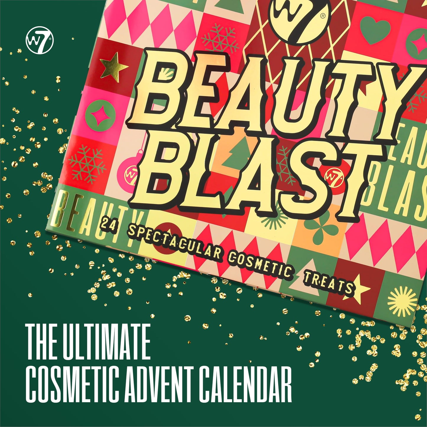 W7 Beauty Blast Advent Calendar 2024-24 Individually Boxed, Makeup & Cosmetic Surprises For Christmas - Cruelty Free, Holiday Gifting