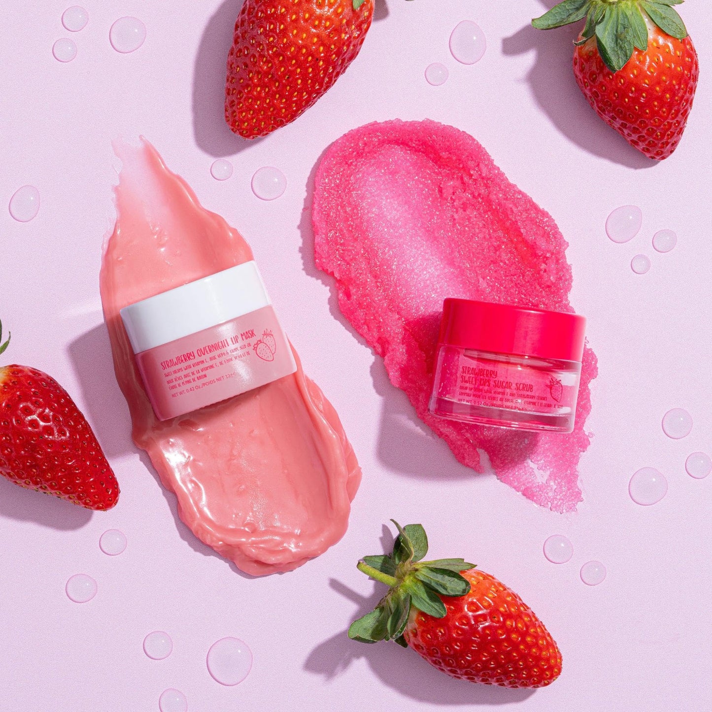 W7 Sweet Dreams Lip Scrub & Overnight Lip Mask Duo - 2 Piece Gift Set - Strawberry Flavour - Exfoliate, Condition, Soothe & Hydrate